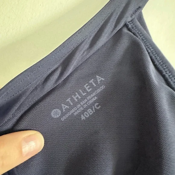 Athleta Navy Blue Wrap Halter Tie Slimming One Piece Swimsuit size 40 B/C EUC - Picture 10 of 12